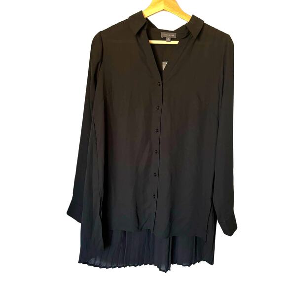 The Limited NWT Wms S Black Button Up Tunic Blouse High Low Dk Academia Career - Picture 1 of 9